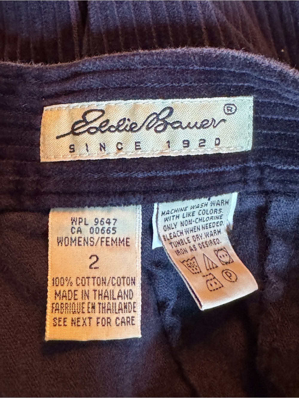 Eddie Bauer Navy Corduroy Pleated Trousers Sz 2 EUC - Picture 5 of 6